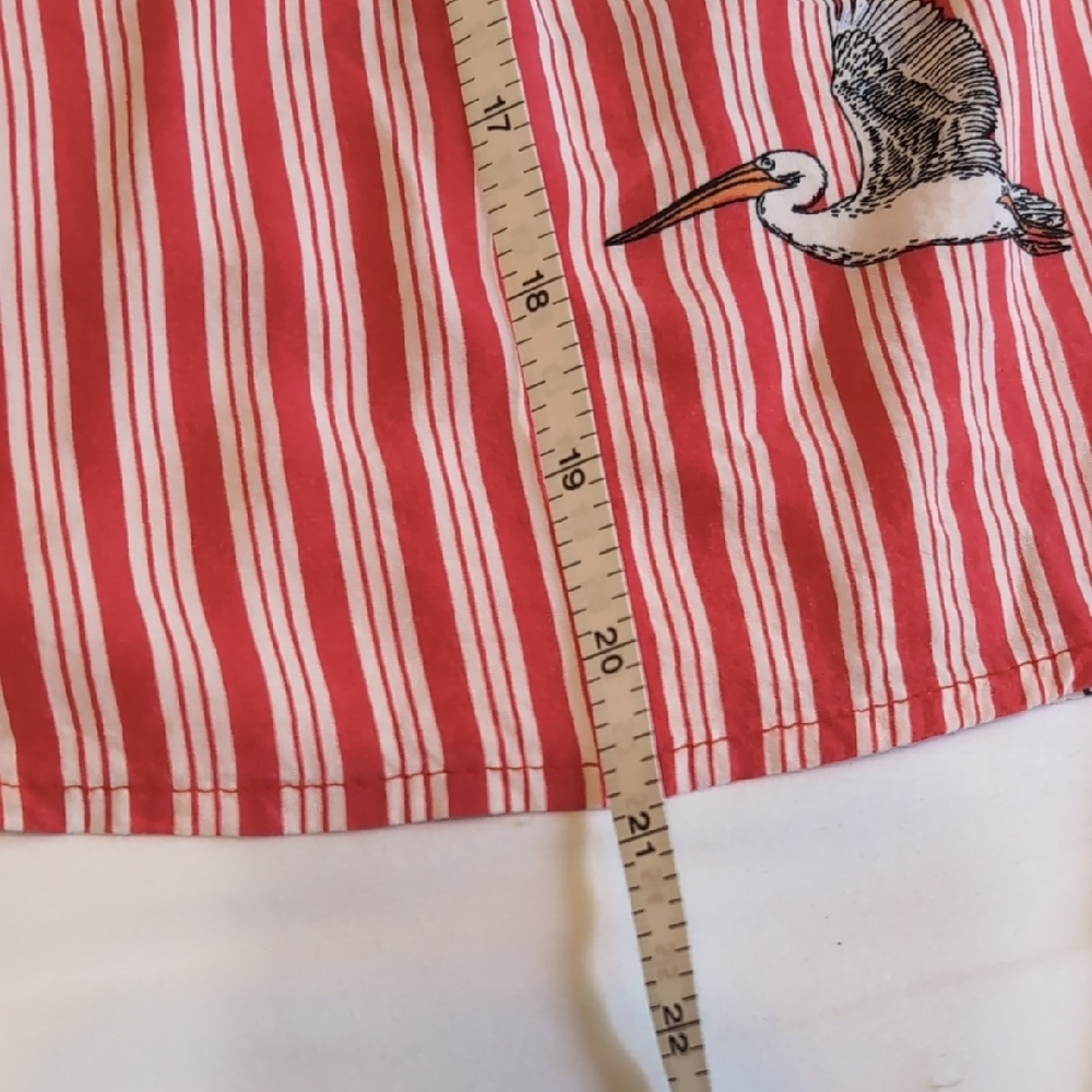 Mandee Red and White Striped Blouse with Bird Print Large - Picture 11 of 14